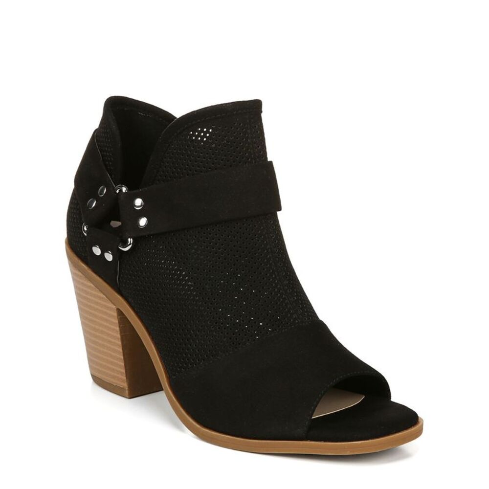 NWT FERGIE Womens Black Side Harness Detail Augustine Peep Toe Booties 6 M